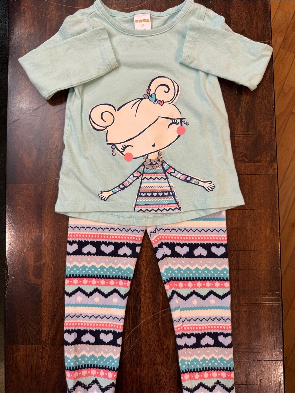 Gymboree Light Teal Character Set with Pink and Navy Accents